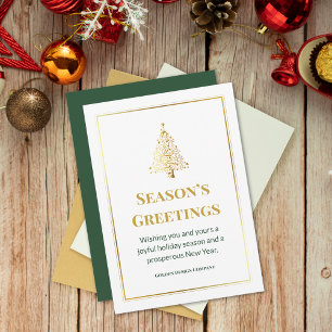 Elegant Professional Custom Logo Green Christmas  Holiday Card