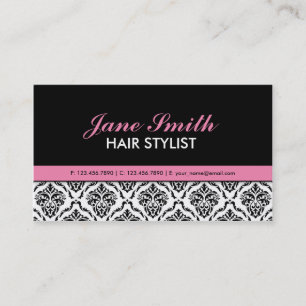 Elegant Professional Damask Floral Cosmetologist Business Card