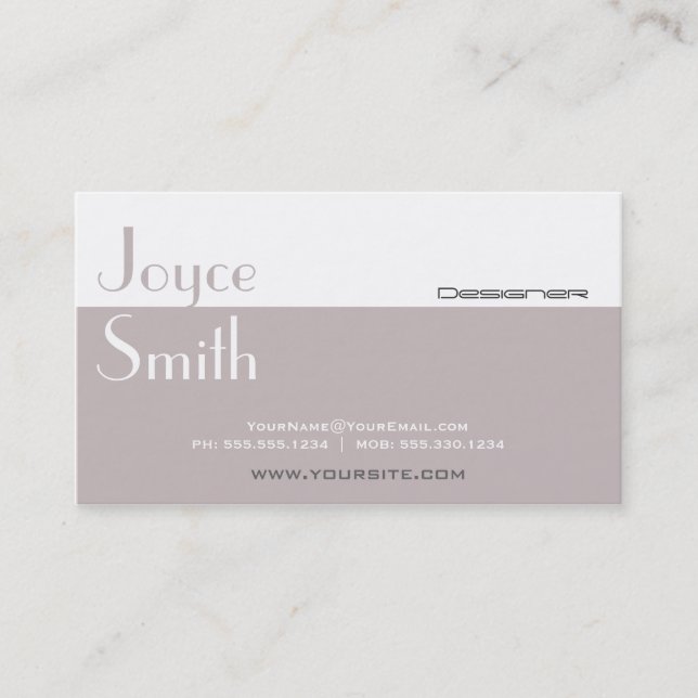 Elegant Professional Designer Interior Decorator 1 Business Card (Front)