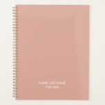 Elegant professional dusty pink name title year planner<br><div class="desc">Minimalist dusty pink and white custom text modern simple elegant chic personalized planner.
Fully customizable white text,  dusty pink plain solid colour background.
You can customize it with name and last name and title,  year,  company name,  professionals,  business,  etc</div>
