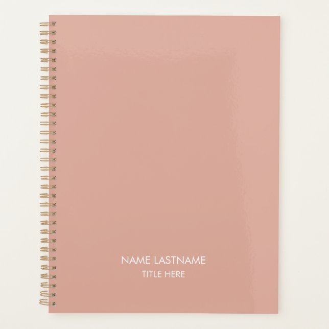 Elegant professional dusty pink name title year planner (Front)
