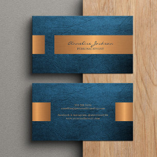 Elegant professional faux gold metallic blue business card