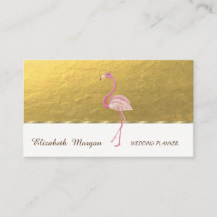 Elegant Professional,Faux Gold, Pink Flamingo Business Card