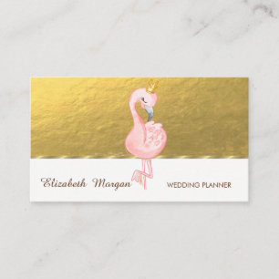 Elegant Professional,Faux Gold,Pink Flamingo Crown Business Card