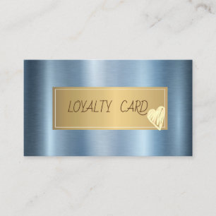 Elegant Professional Frame, Hearts Blue Metallic Loyalty Card