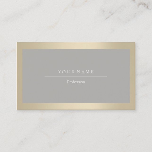 Elegant Professional Frame Ivory Grey Metallic VIP Business Card (Front)
