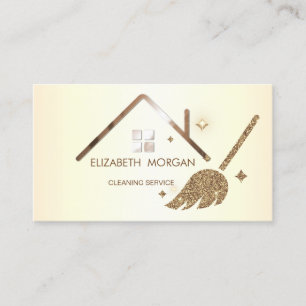 Elegant Professional Glitter Broom House  Business Card