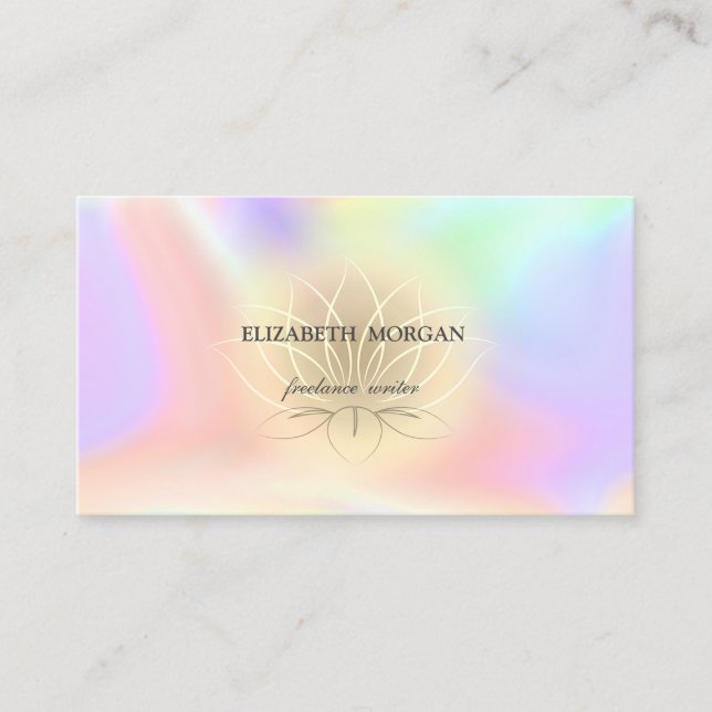 Elegant Professional Gold Lotus,Holographic  Business Card (Front)