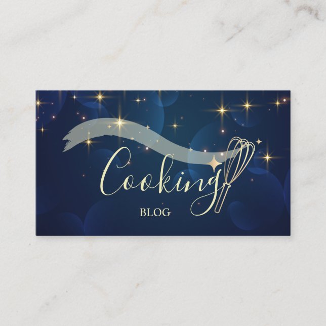 Elegant Professional,Gold Stars,Whisk,Cooking Business Card (Front)