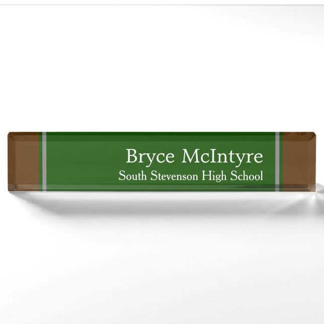Elegant Professional Green and Brown Nameplate (Front)