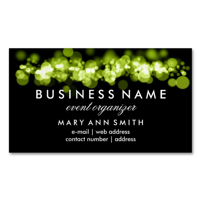 Elegant Professional Green Bokeh Lights Magnetic Business Card (Front)