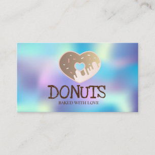 Elegant Professional,Holographic,Doughnuts,Bakery Business Card