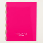 Elegant professional hot pink name title year planner<br><div class="desc">Minimalist hot pink,  fuchsia,  magenta and white custom text modern simple elegant chic personalized planner.
Fully customizable white text,  hot pink plain solid colour background.
You can customize it with name and last name and title,  year,  company name,  professionals,  business,  etc</div>