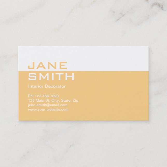 Elegant Professional Interior Design Decorator Business Card (Front)