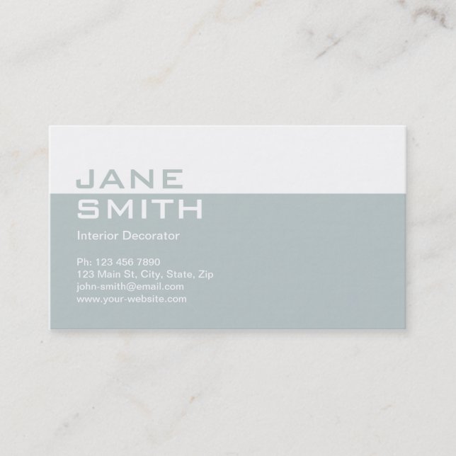 Elegant Professional Interior Design Decorator Business Card (Front)