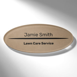 Elegant Professional Khaki & Black Company Oval Name Tag