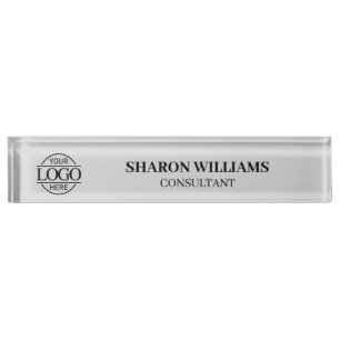 Elegant Professional Light Grey Office Title Desk Nameplate