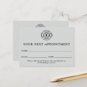 Elegant Professional Light Grey Simple Reminder Appointment Card