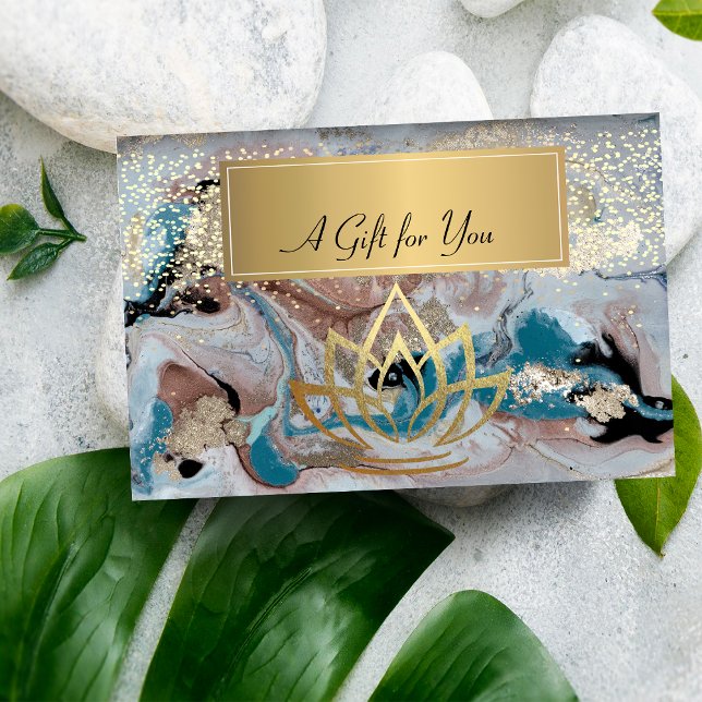 Elegant Professional Marble Gold Lotus Confetti Discount Card (Creator Uploaded)