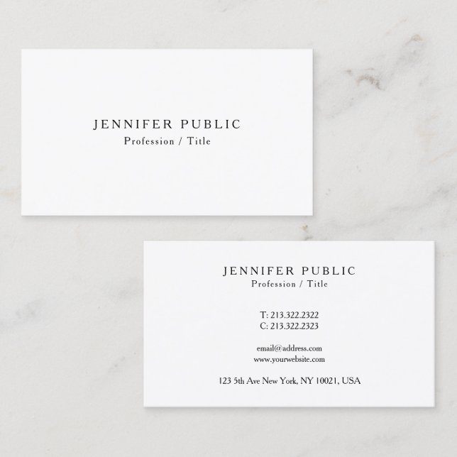 Elegant Professional Modern Minimalist Design Business Card (Front/Back)