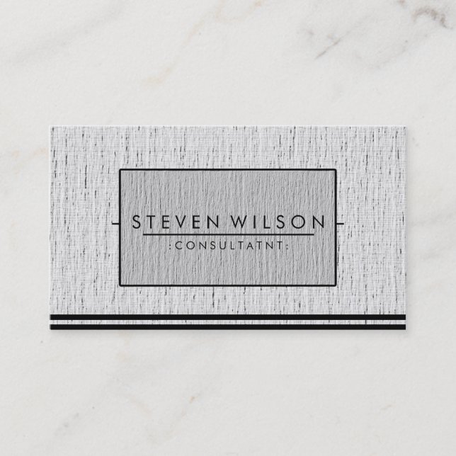 Elegant Professional Modern Subtle Plain Linen Business Card (Front)