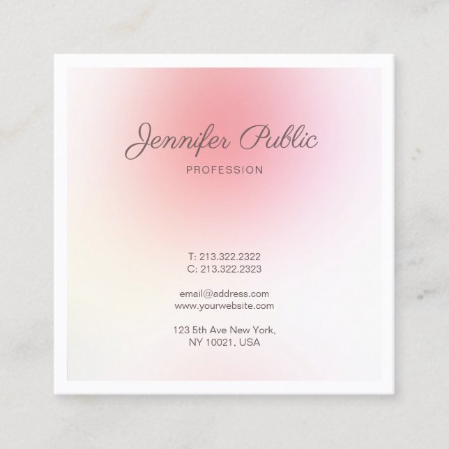 Elegant Professional Modern Trendy Creative Plain Square Business Card (Front)