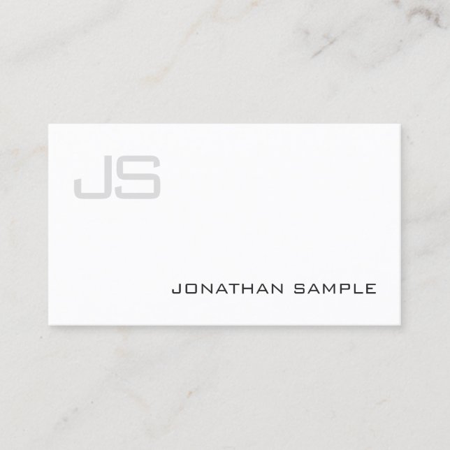 Elegant Professional Monogram Minimalist Plain Business Card (Front)
