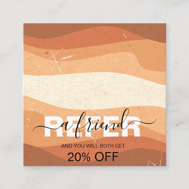 Elegant Professional Orange Terracotta Boho  Refer Referral Card (Front)