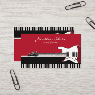 Elegant Professional Piano Keys & Guitar Music Business Card