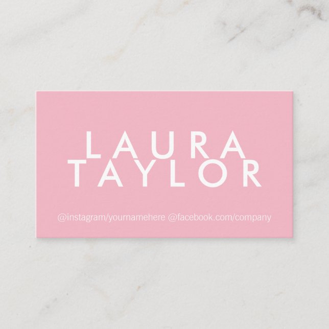Elegant  Professional Pink Business Card (Front)