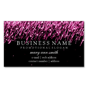 Elegant Professional Pink Falling Stars Magnetic Business Card