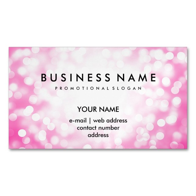 Elegant Professional Pink Glitter Lights Magnetic Business Card (Front)