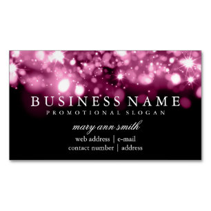 Elegant Professional Pink Sparkle Lights Magnetic Business Card