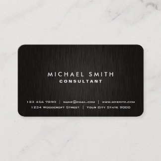 Elegant Professional Plain Black Modern Metal Look Business Card