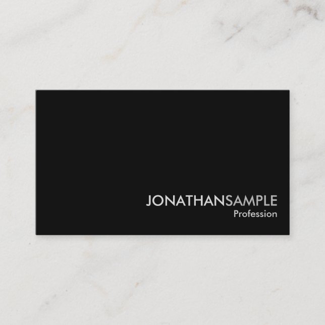 Elegant Professional Plain Black White Grey Matte Business Card (Front)
