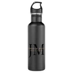 Elegant Professional Plain Gold Black Monogrammed 710 Ml Water Bottle