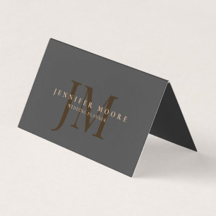 Elegant Professional Plain Grey Gold Business Card