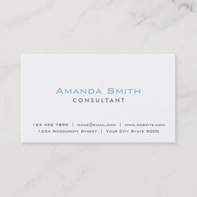 Elegant Professional Plain White Makeup Artist Business Card (Front)