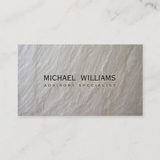 ELEGANT PROFESSIONAL ROCK NATURAL WHITE STONE BUSINESS CARD (Front)