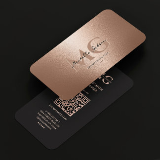 Elegant Professional Rosegold Black Modern  Business Card