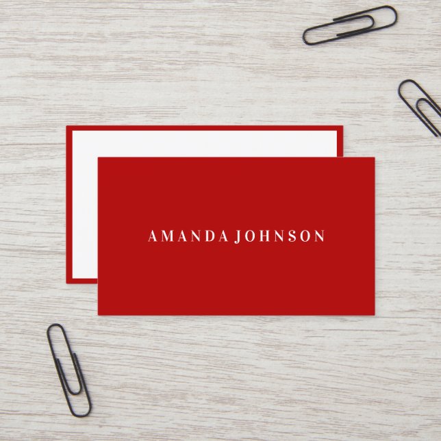 Elegant Professional Royal DARK RED Business Card (Front/Back In Situ)