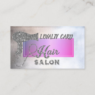 Elegant Professional Silver Hairdryer, Hearts Loyalty Card