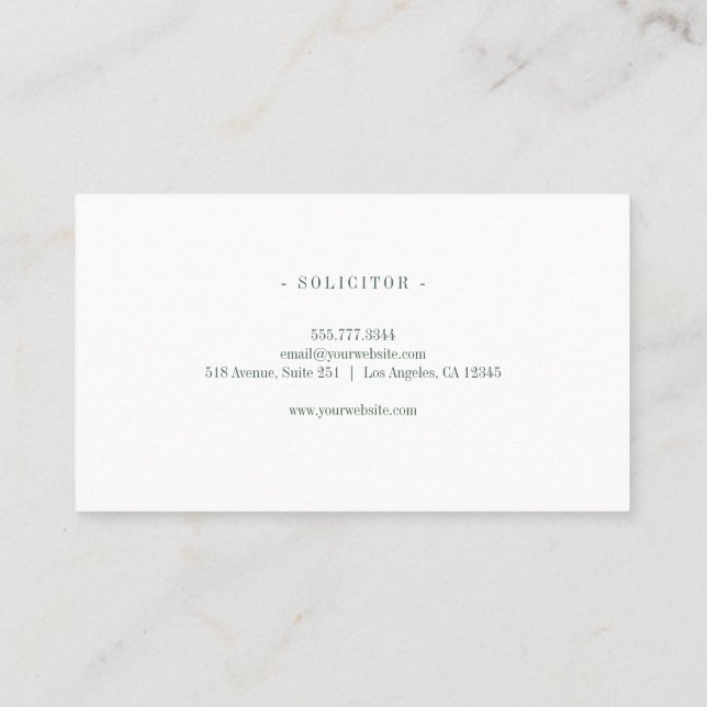 Elegant Professional Simple Minimalist Lawyer  Business Card (Back)