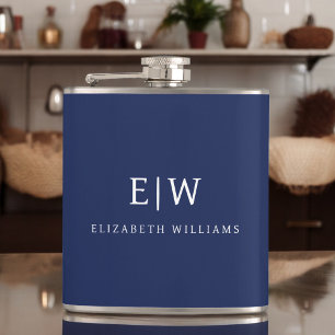 Elegant Professional Simple Monogram Minimalist Hip Flask