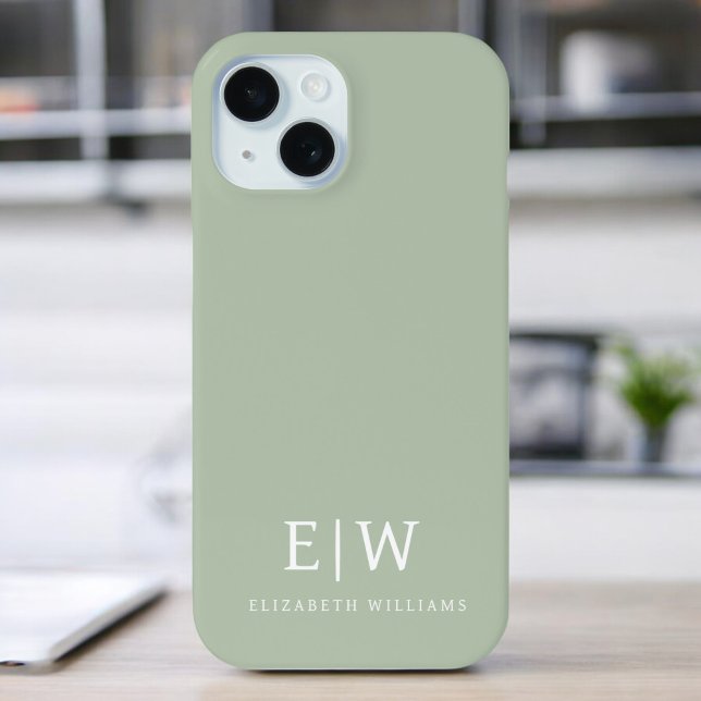 Elegant Professional Simple Monogram Minimalist iPhone 15 Case (Creator Uploaded)