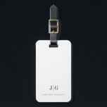 Elegant Professional Simple Monogram Minimalist Luggage Tag<br><div class="desc">Modern elegant luggage tag with your monogram in an upscale typography layout. Professional and simple customization.</div>