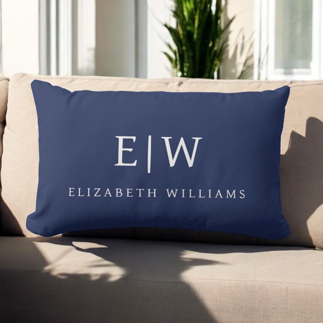 Elegant Professional Simple Monogram Minimalist Lumbar Pillow (Creator Uploaded)