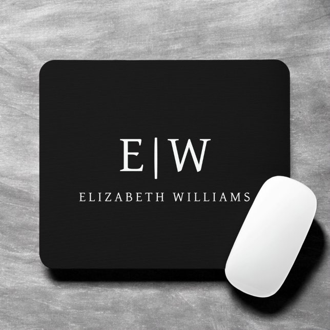 Elegant Professional Simple Monogram Minimalist Mouse Pad (Creator Uploaded)