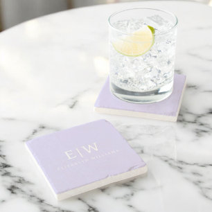 Elegant Professional Simple Monogram Minimalist Stone Coaster