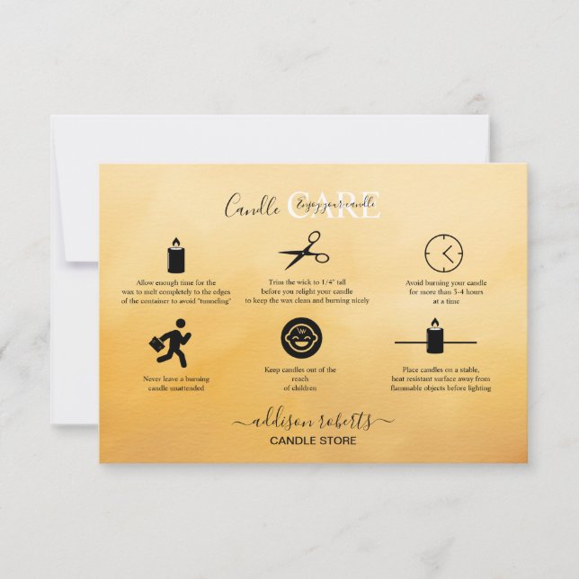 Elegant Professional Terracotta Candle Care  Thank You Card (Front)